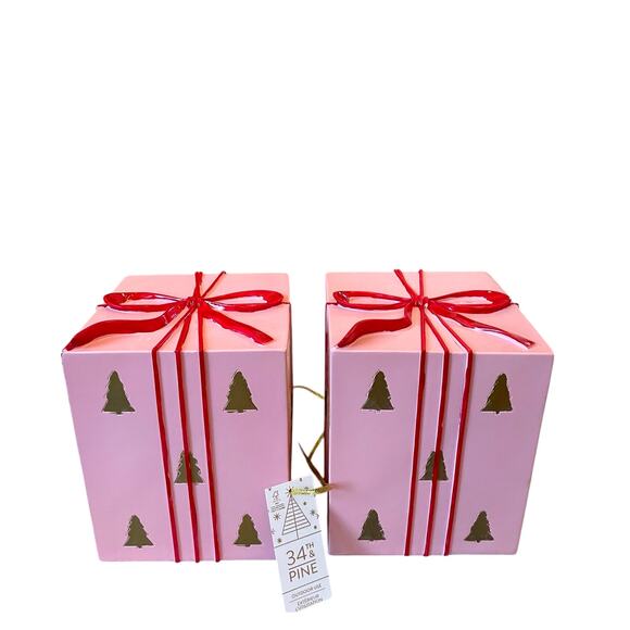 34th & Pine Pink Christmas Present Red Bow Outdoor Safe Holiday Decor New - Picture 13 of 15